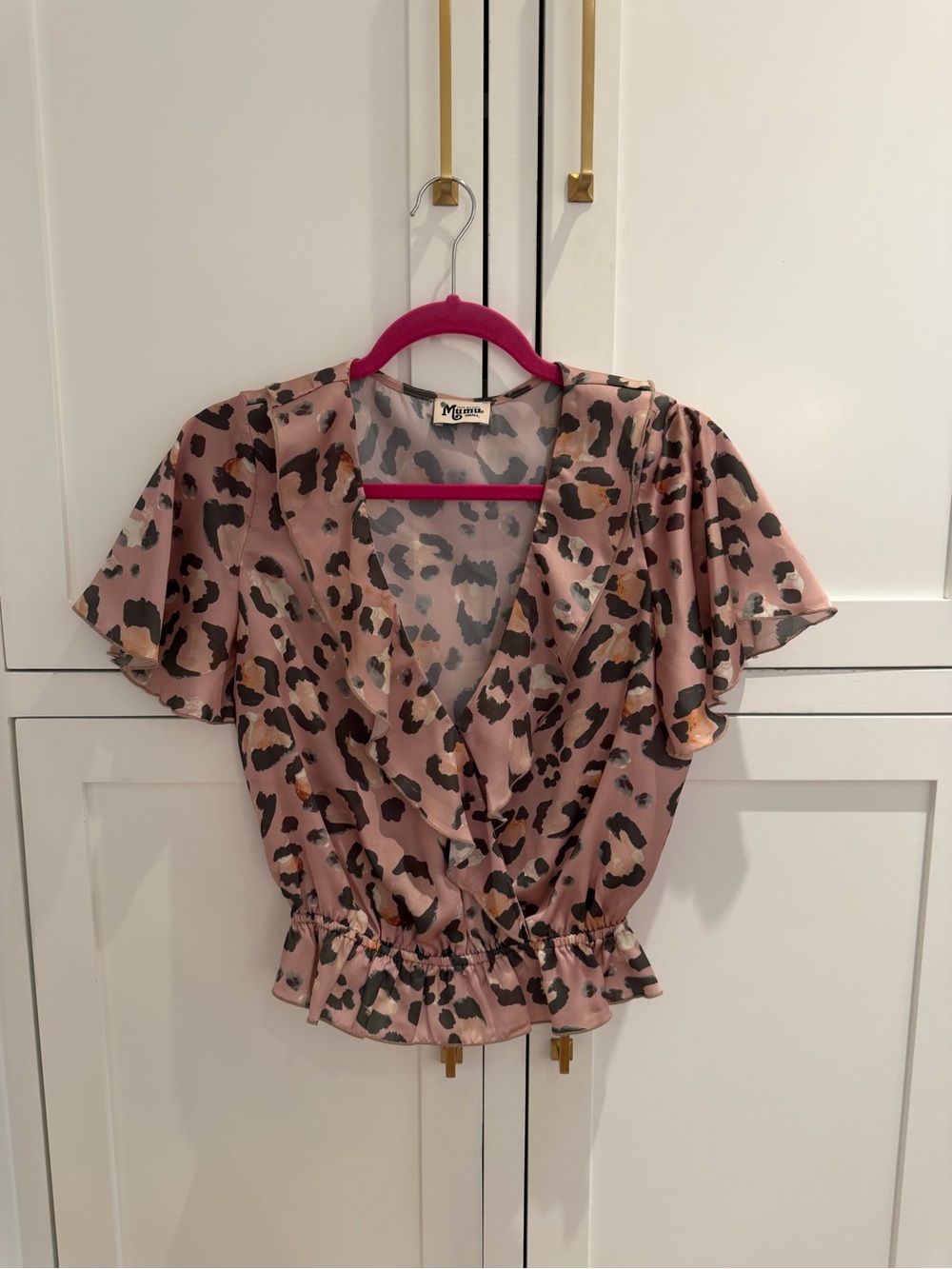 Show Me Your MuMu Pink Leopard Ruffle Blouse